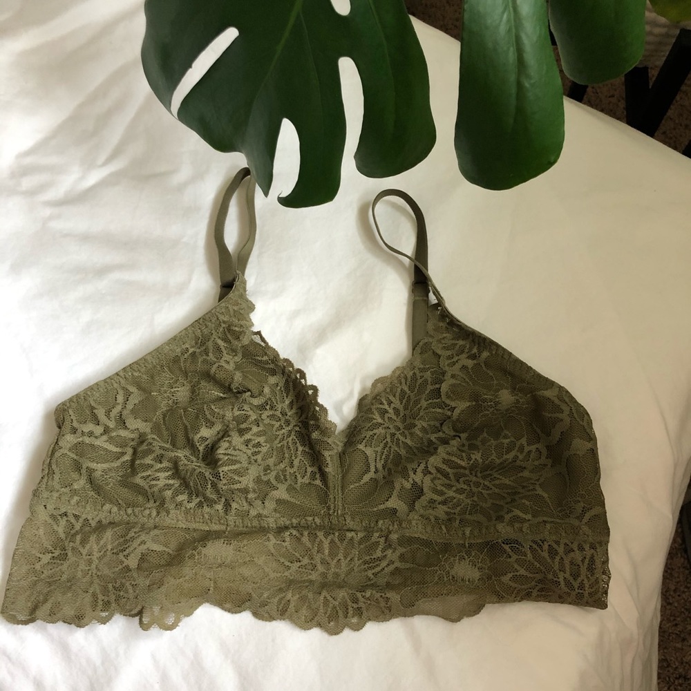 Pink by Victoria Secret Olive Green Lace Bra Bralette